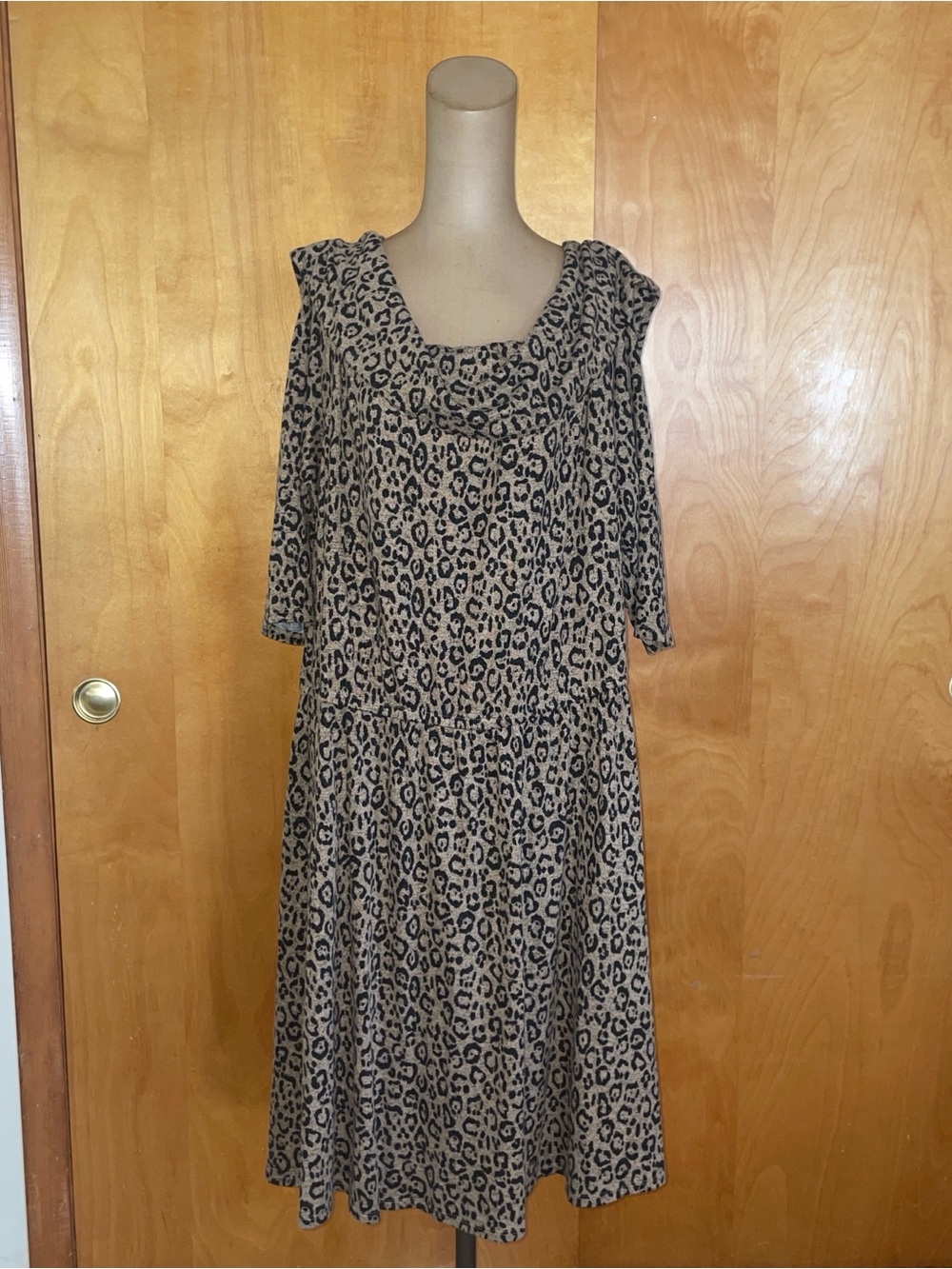 Lane Bryant Leopard Print Midi Dress - Beige and Black nwt